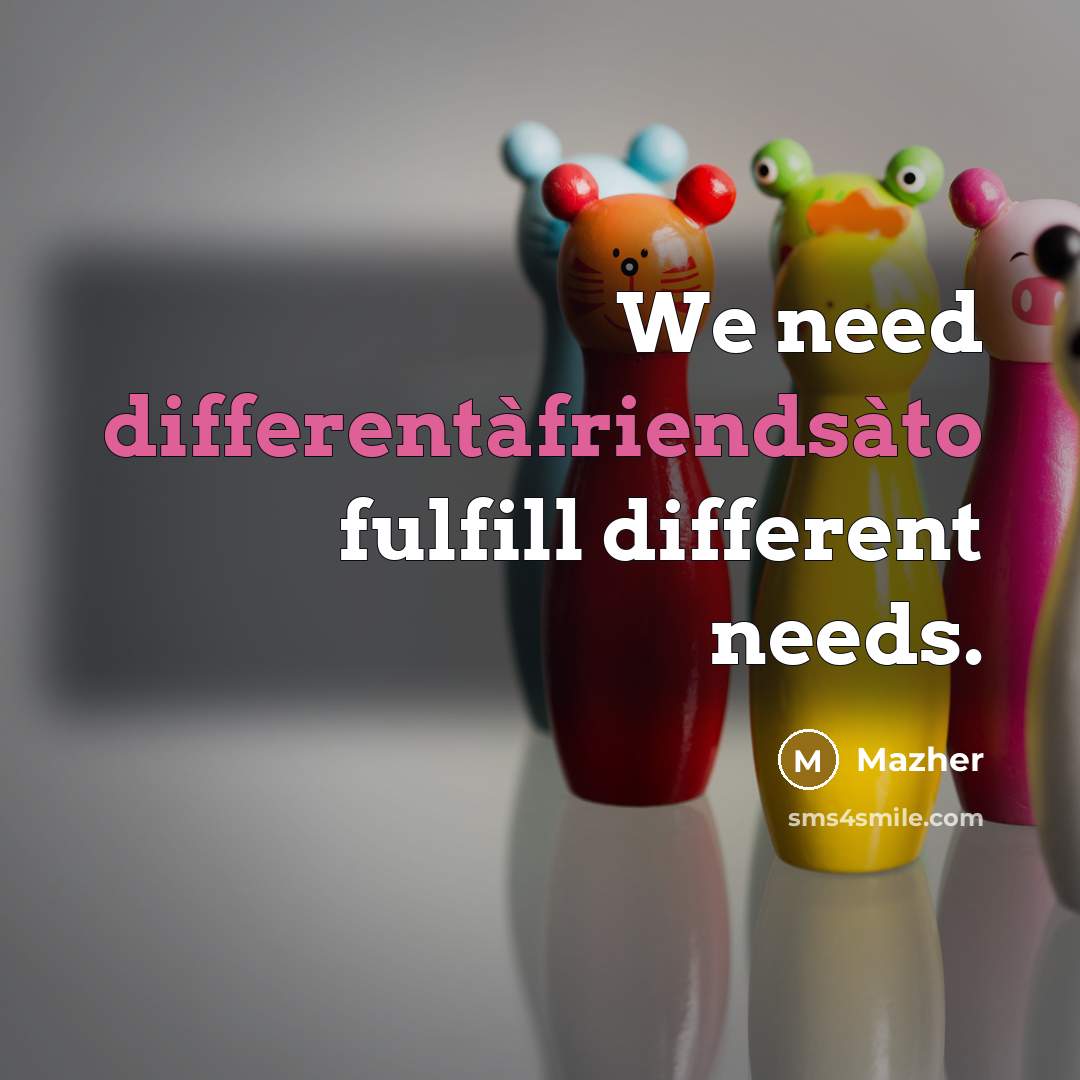 “We need differentàfriendsàto fulfill different needs.” quote by Mazher