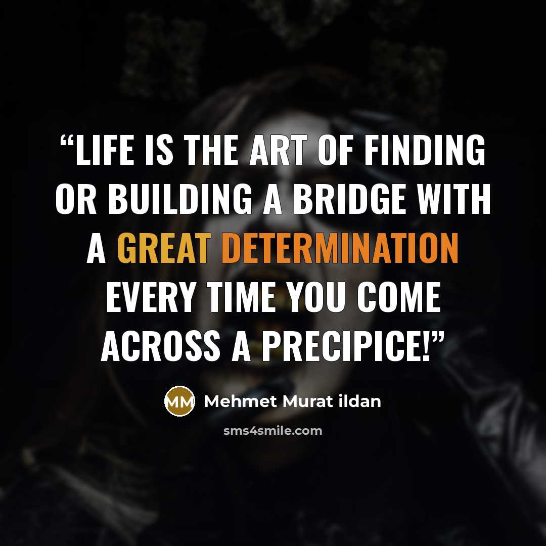 “Life is the art of finding or building a bridge with a great determination every time you come across a precipice!” quote by Mehmet Murat ildan