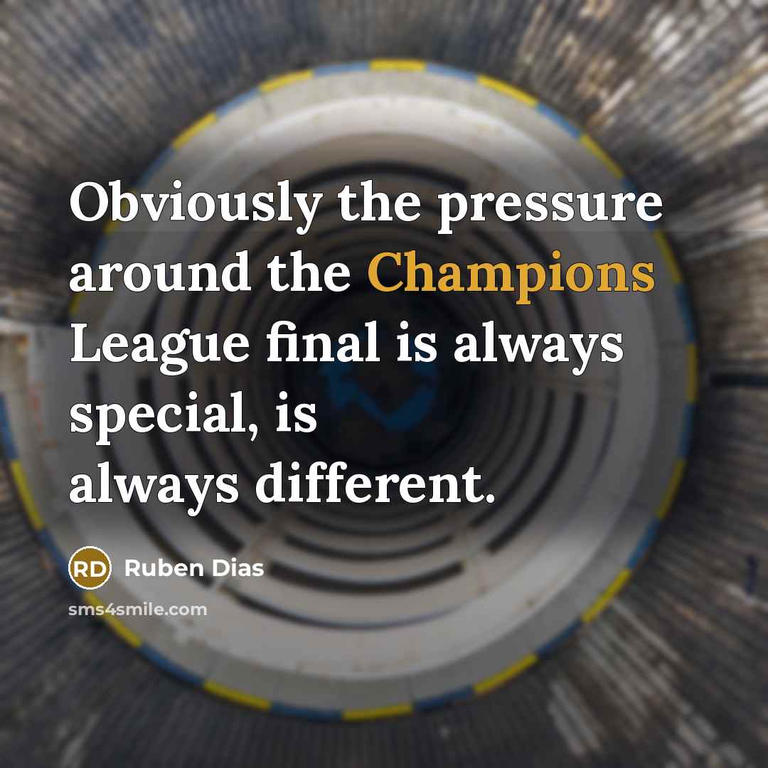 “Obviously the pressure around the Champions League final is always special, is always different.” quote by Ruben Dias