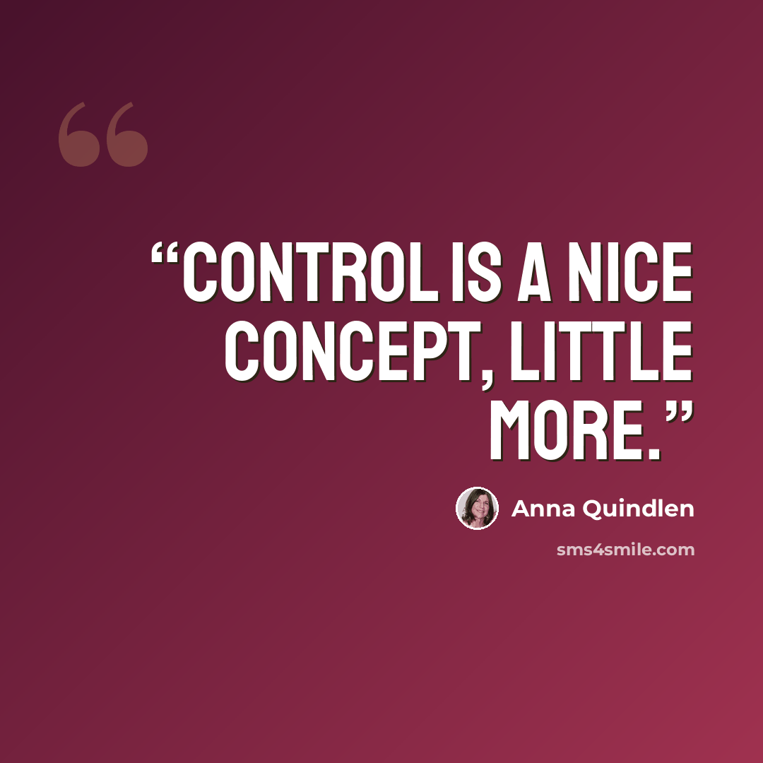 “Control is a nice concept, little more.” quote by Anna Quindlen