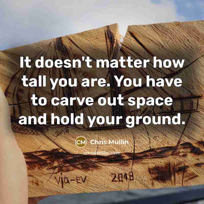 “It doesn't matter how tall you are. You have to carve out space and hold your ground.” quote by Chris Mullin
