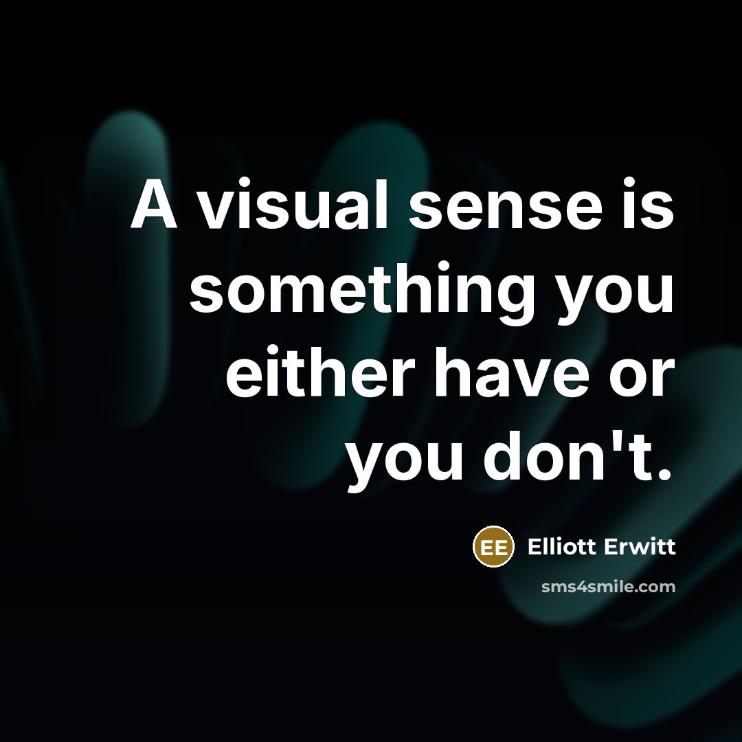 “A visual sense is something you either have or you don't.” quote by Elliott Erwitt