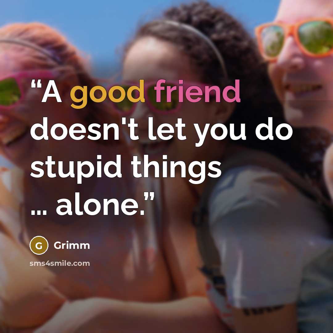 “A good friend doesn't let you do stupid things … alone.” quote by Grimm