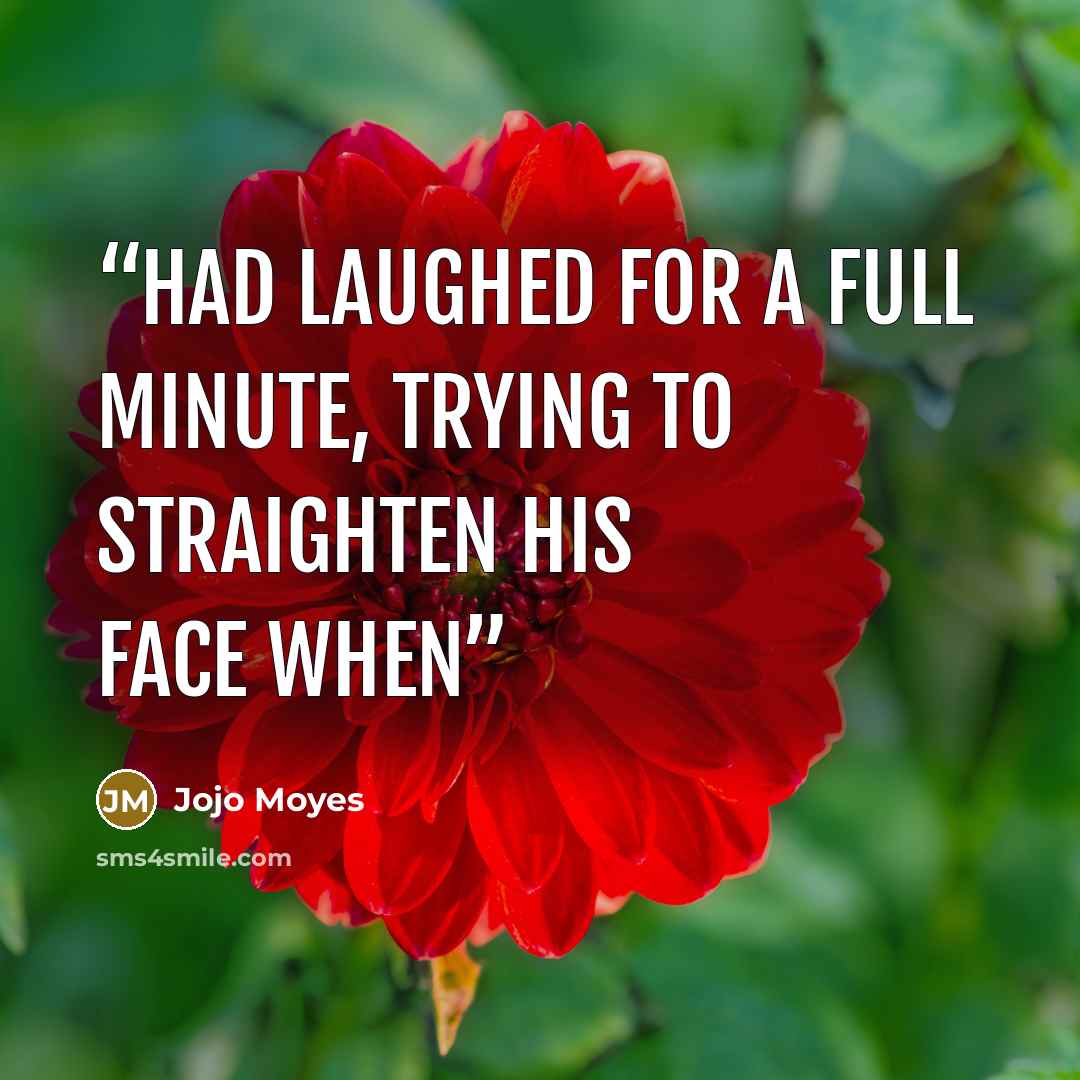 “had laughed for a full minute, trying to straighten his face when” quote by Jojo Moyes