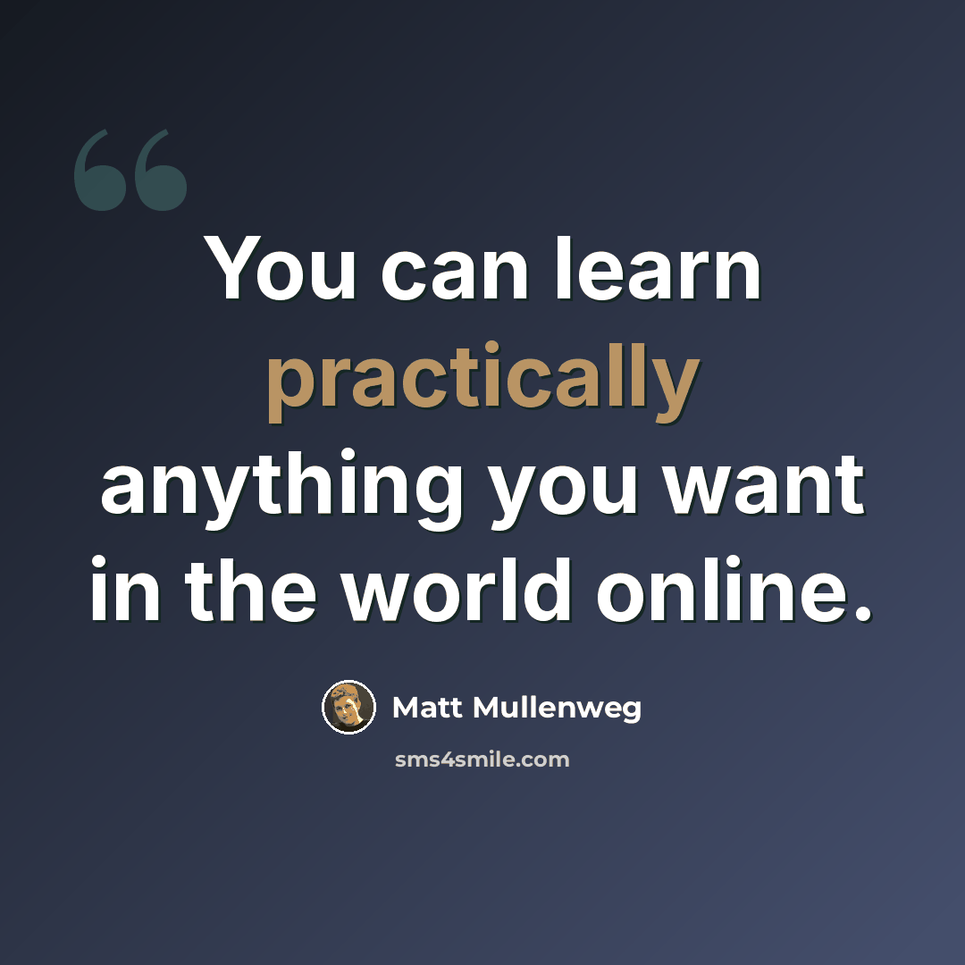 “You can learn practically anything you want in the world online.” quote by Matt Mullenweg