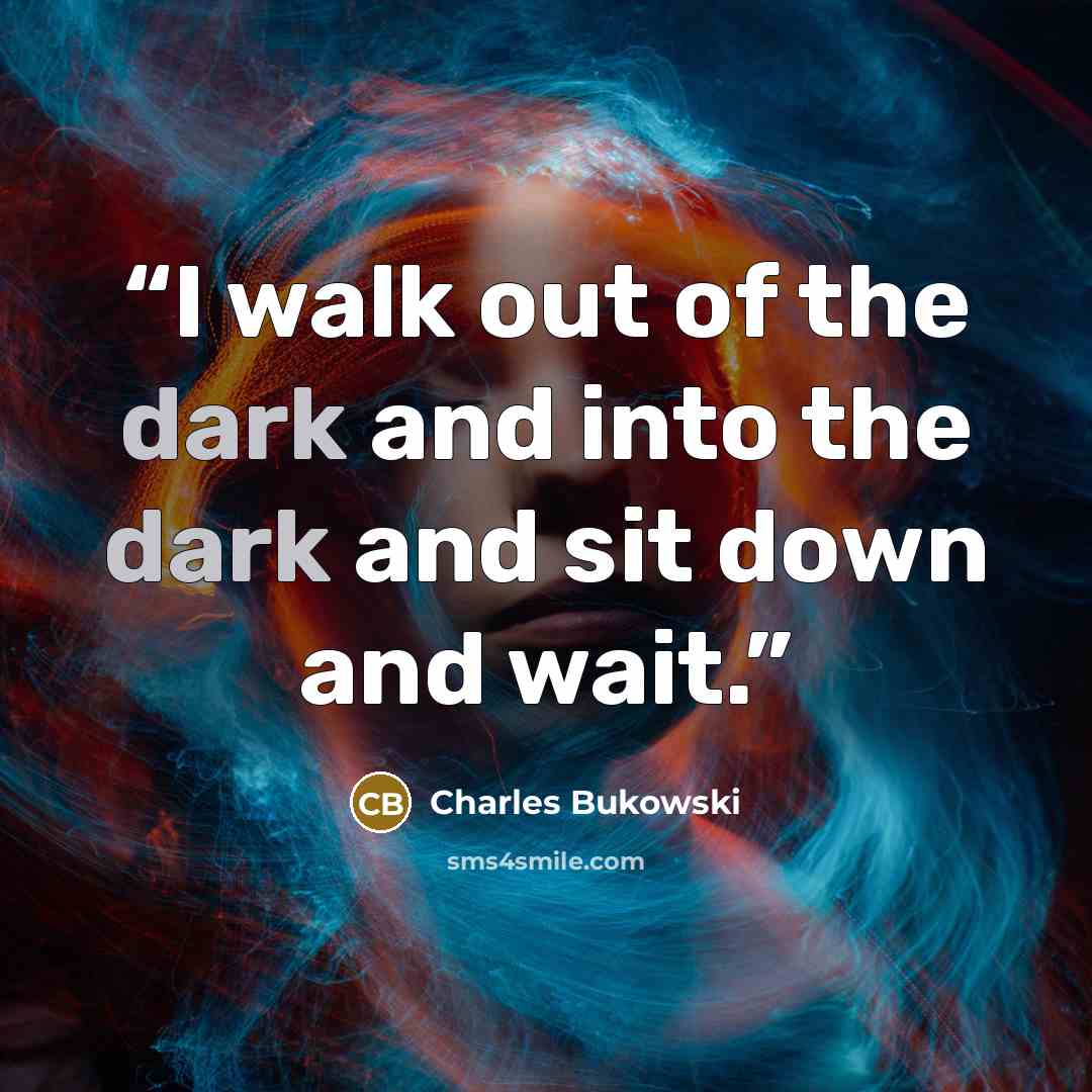 “I walk out of the dark and into the dark and sit down and wait.” quote by Charles Bukowski