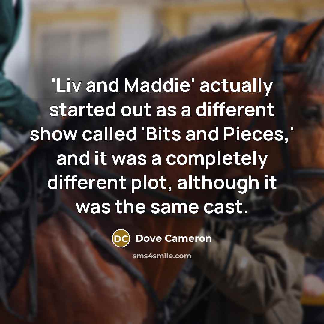 “'Liv and Maddie' actually started out as a different show called 'Bits and Pieces,' and it was a completely different plot, although it was the same cast.” quote by Dove Cameron