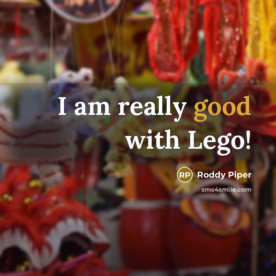 “I am really good with Lego!” quote by Roddy Piper