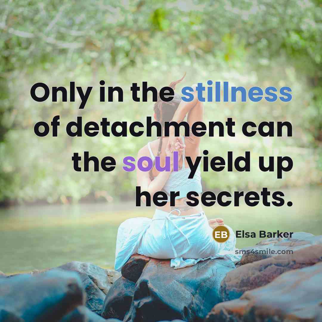 “Only in the stillness of detachment can the soul yield up her secrets.” quote by Elsa Barker