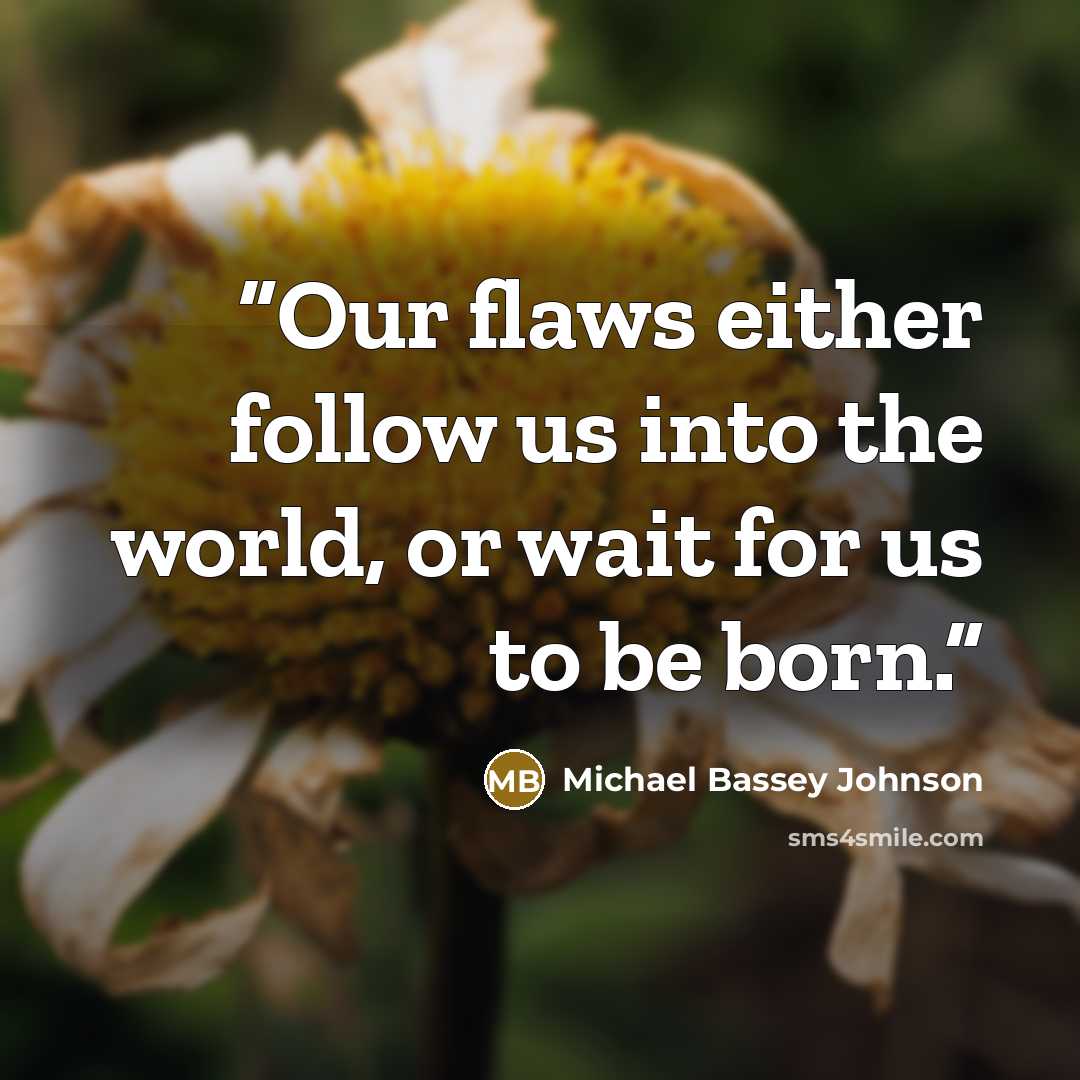 “Our flaws either follow us into the world, or wait for us to be born.” quote by Michael Bassey Johnson