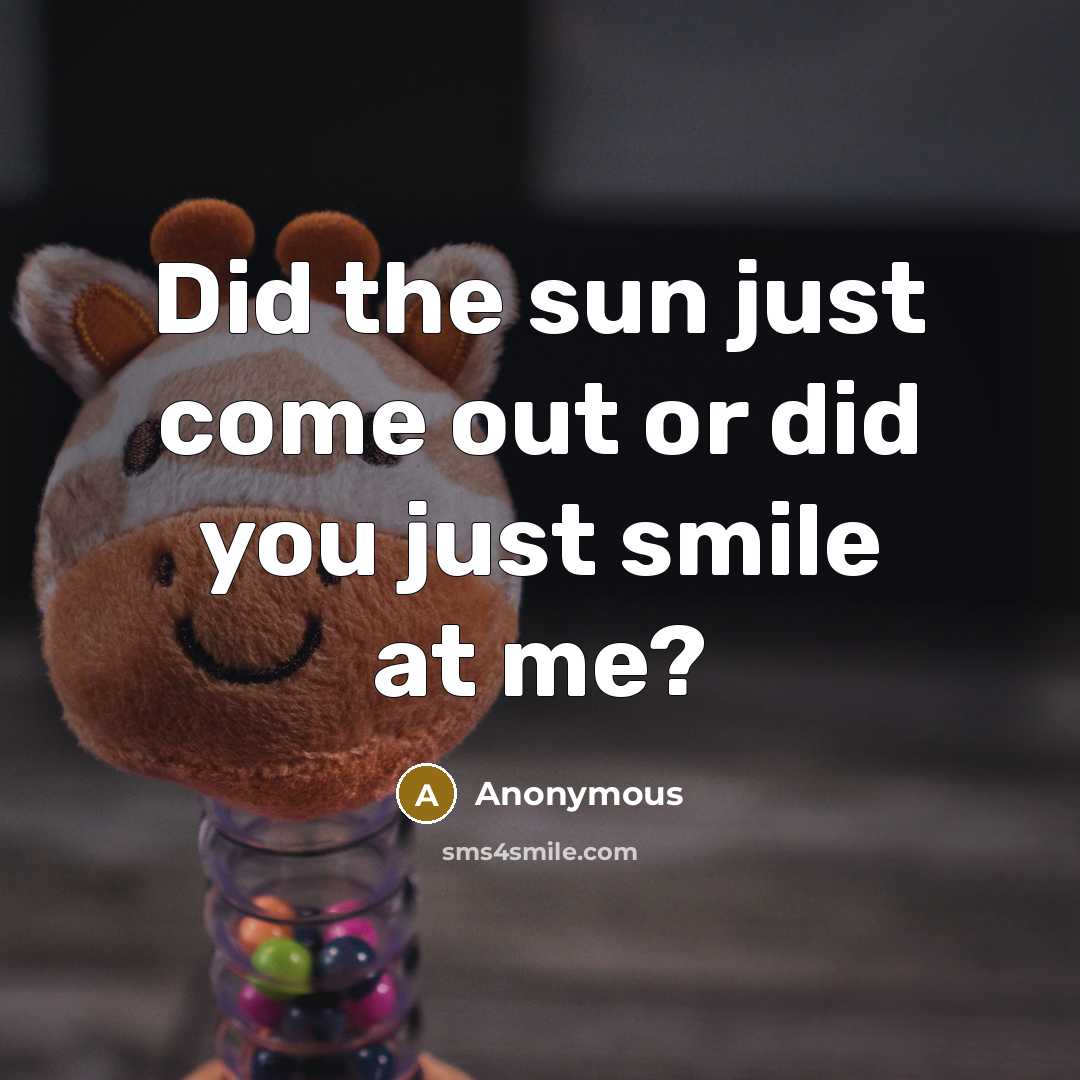 “Did the sun just come out or did you just smile at me?” quote by Anonymous