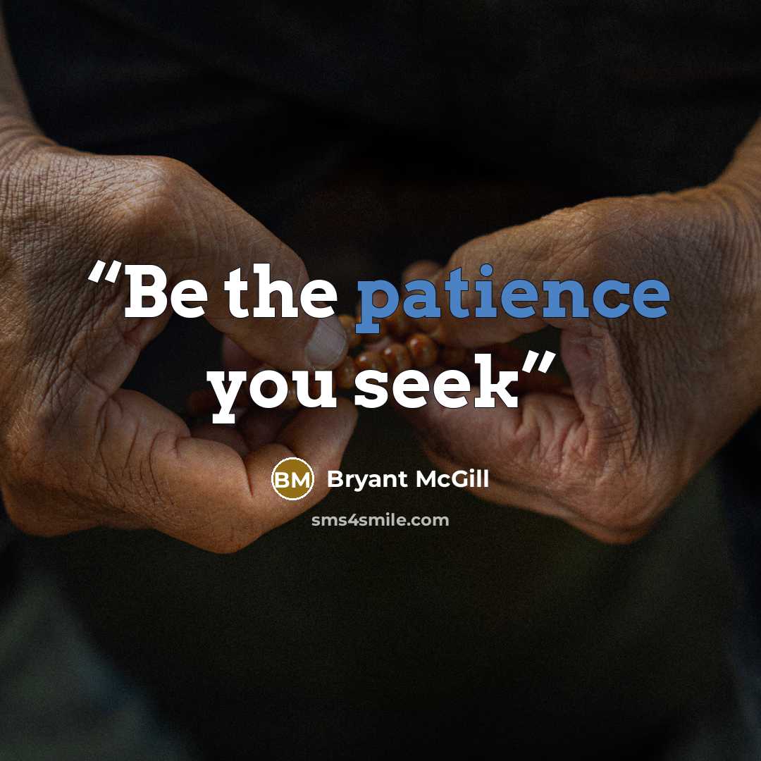 “Be the patience you seek” quote by Bryant McGill