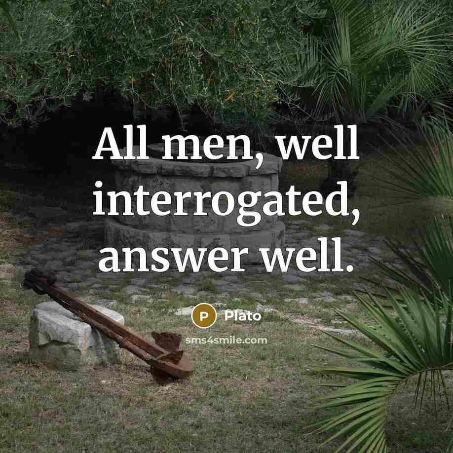 “All men, well interrogated, answer well.” quote by Plato