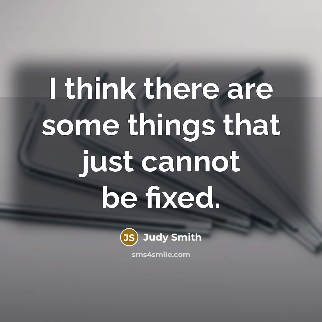 “I think there are some things that just cannot be fixed.” quote by Judy Smith