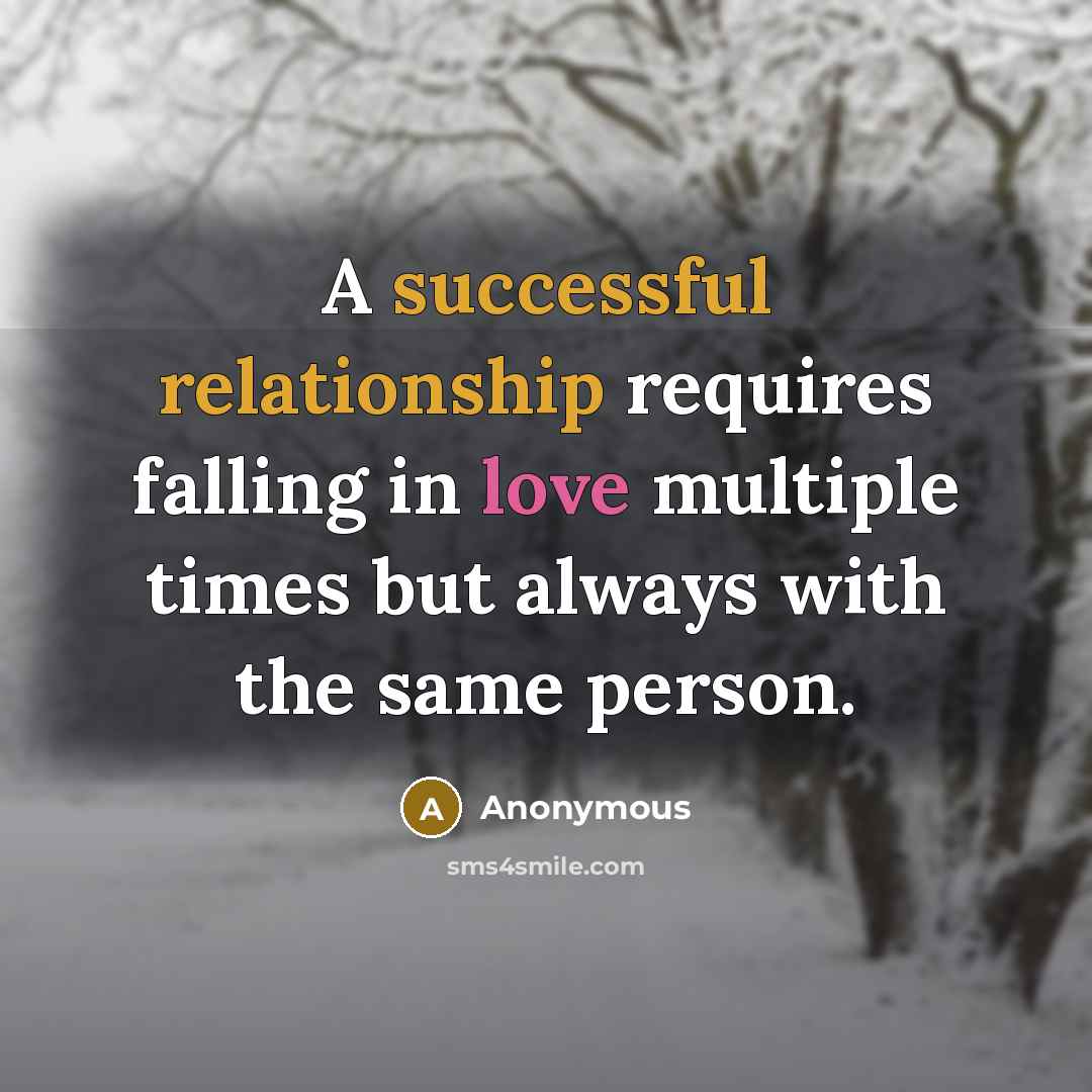 “A successful relationship requires falling in love multiple times but always with the same person.” quote by Anonymous