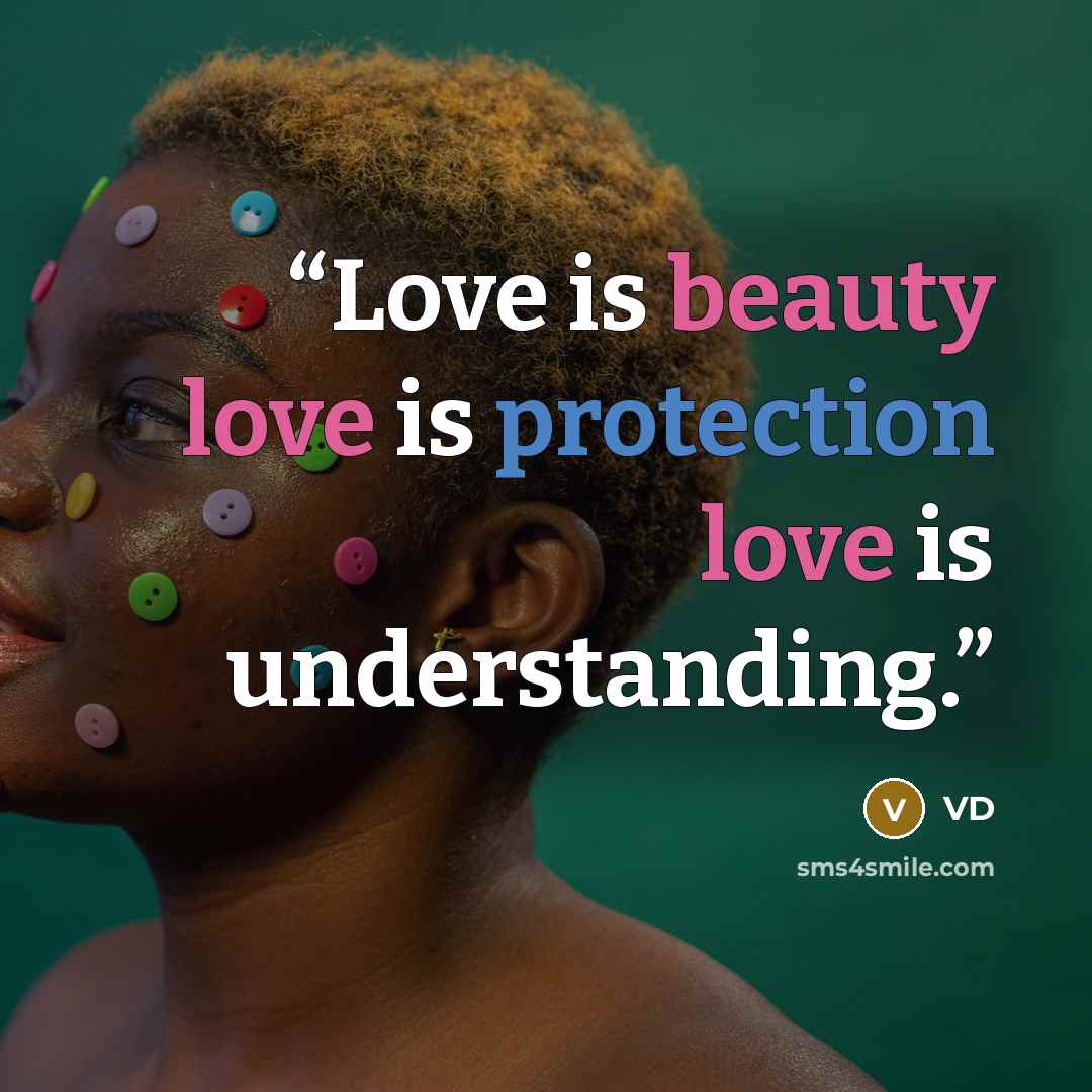 “Love is beauty love is protection love is understanding.” quote by VD