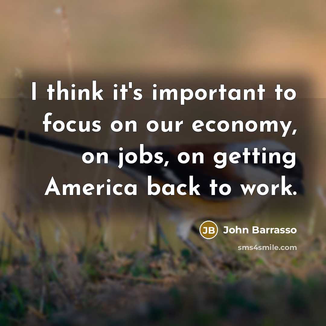 “I think it's important to focus on our economy, on jobs, on getting America back to work.” quote by John Barrasso
