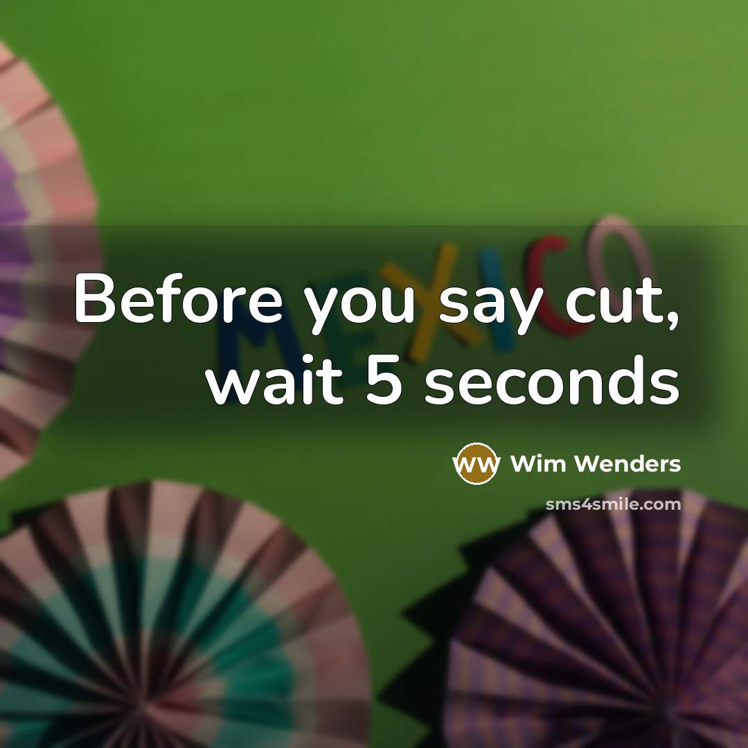 “Before you say cut, wait 5 seconds” quote by Wim Wenders