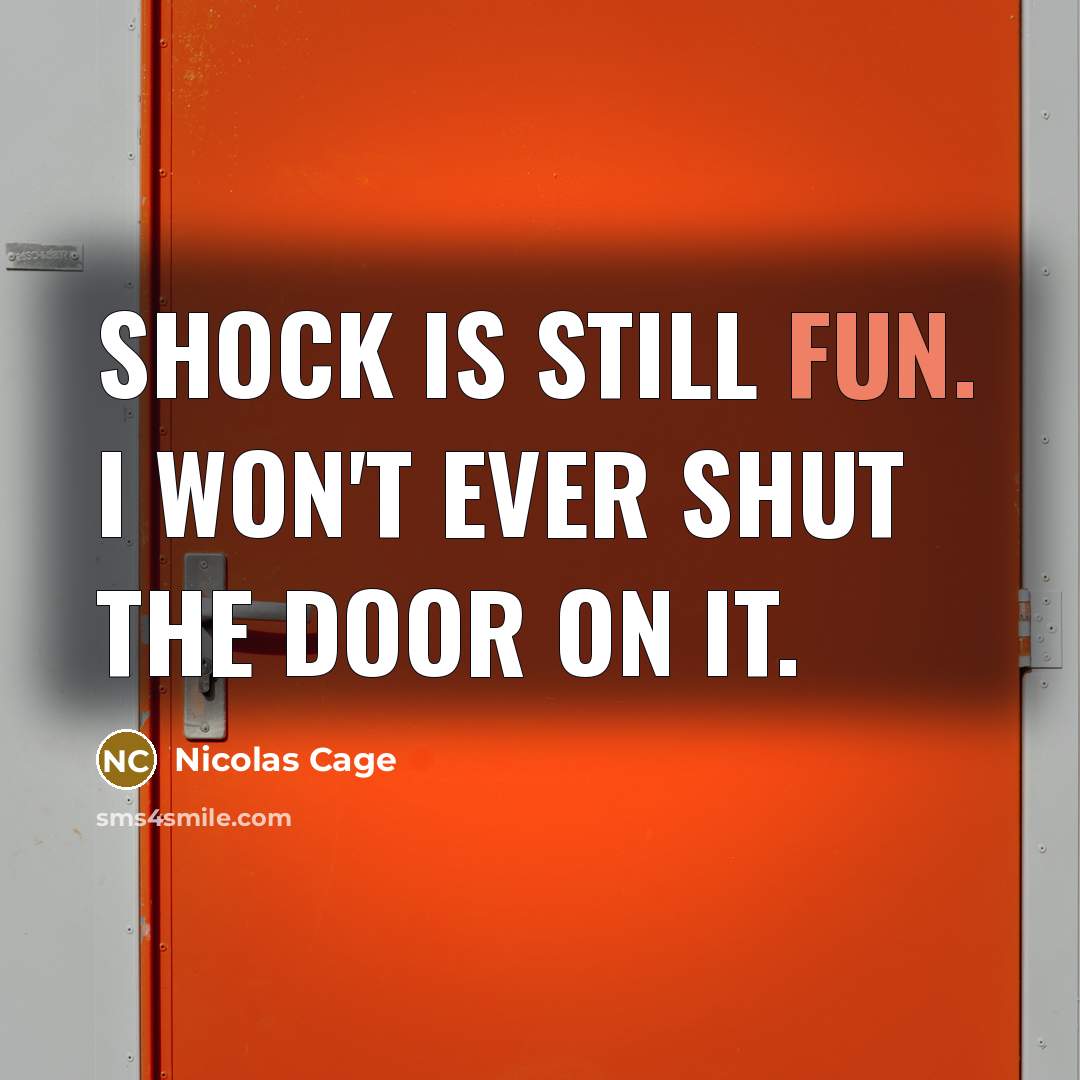 “Shock is still fun. I won't ever shut the door on it.” quote by Nicolas Cage