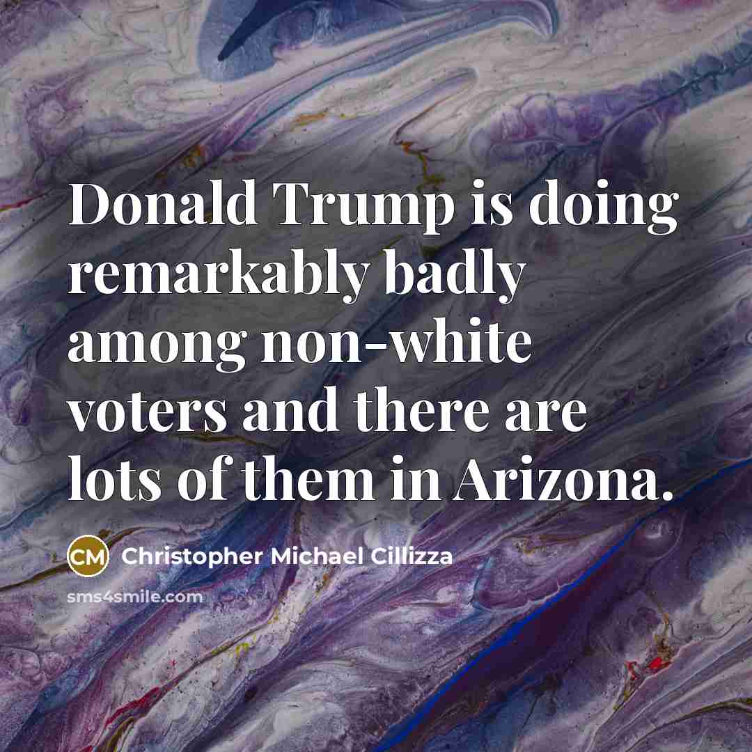 “Donald Trump is doing remarkably badly among non-white voters and there are lots of them in Arizona.” quote by Christopher Michael Cillizza