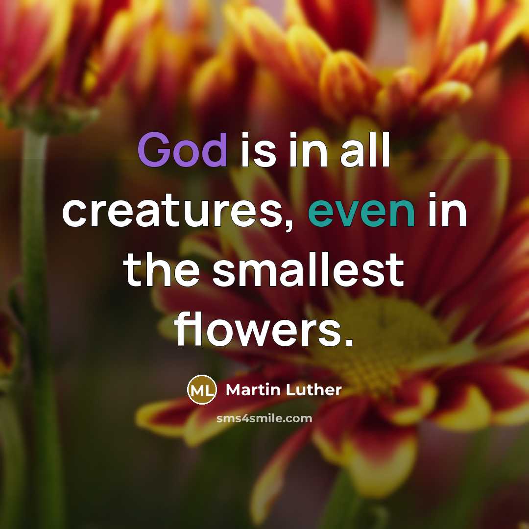 “God is in all creatures, even in the smallest flowers.” quote by Martin Luther