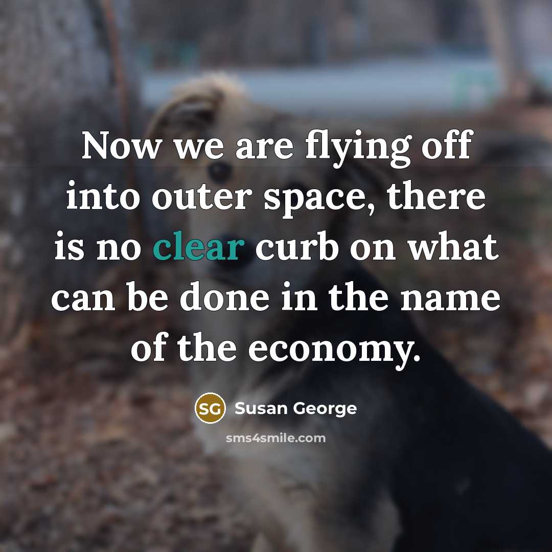 “Now we are flying off into outer space, there is no clear curb on what can be done in the name of the economy.” quote by Susan George