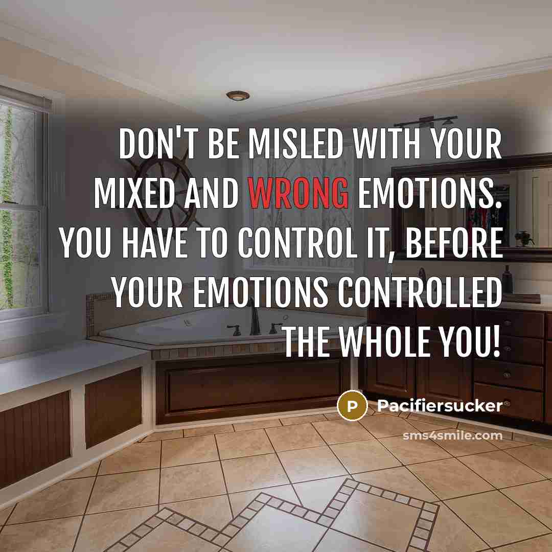 “Don't be misled with your mixed and wrong emotions. You have to control it, before your emotions controlled the whole you!” quote by Pacifiersucker