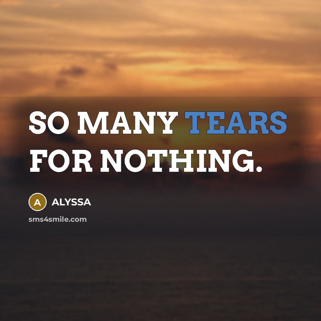 “SO MANY TEARS FOR NOTHING.” quote by ALYSSA