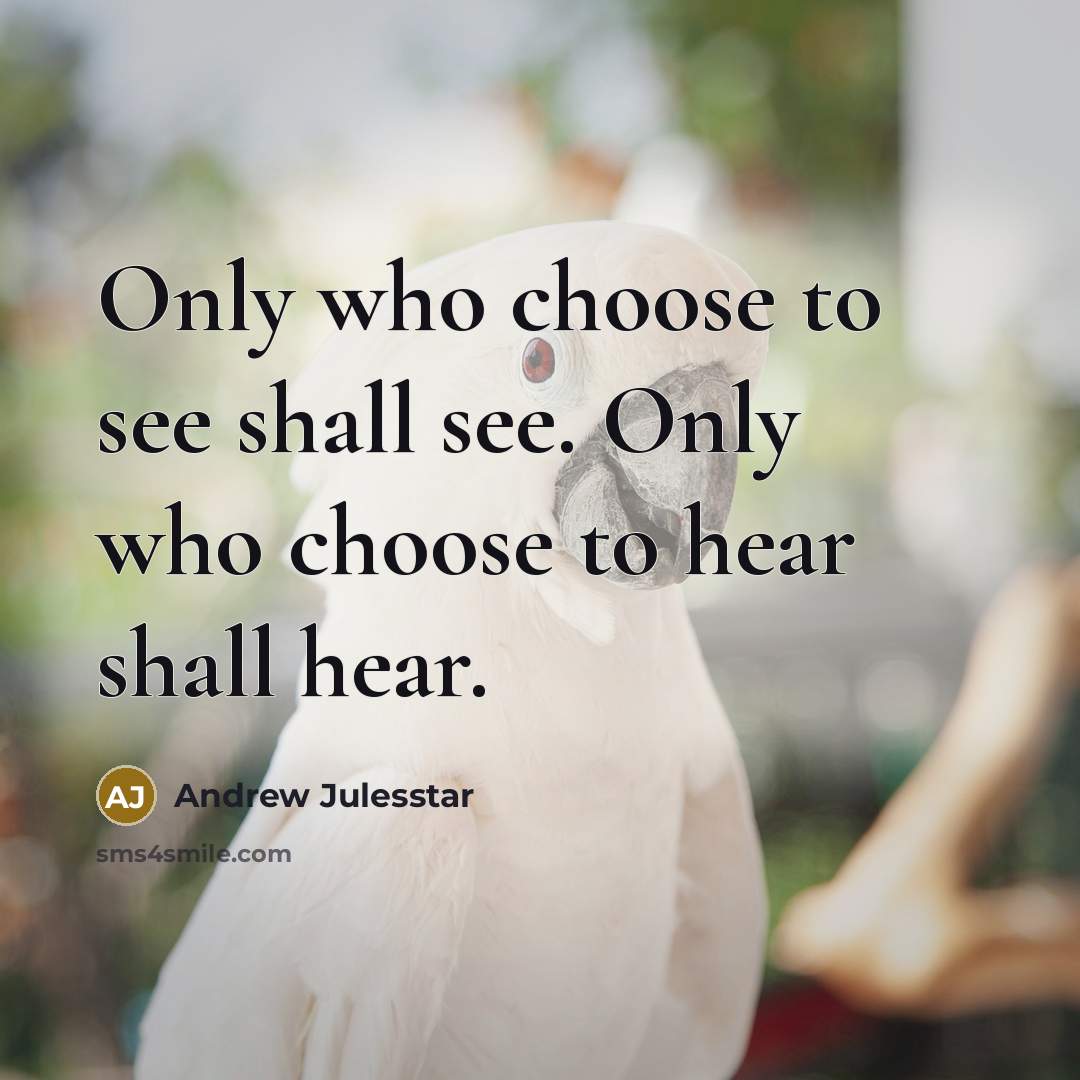“Only who choose to see shall see. Only who choose to hear shall hear.” quote by Andrew Julesstar