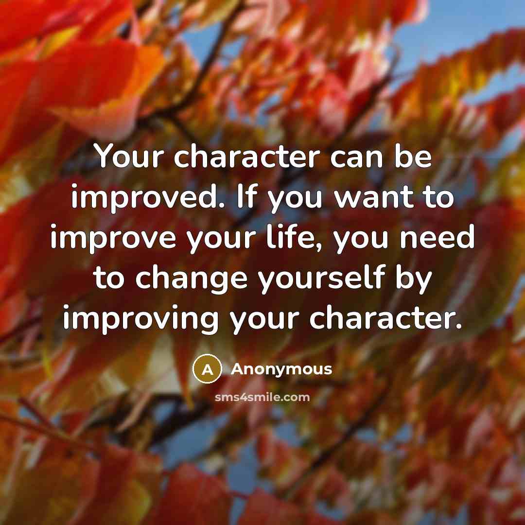 “Your character can be improved. If you want to improve your life, you need to change yourself by improving your character.” quote by Anonymous