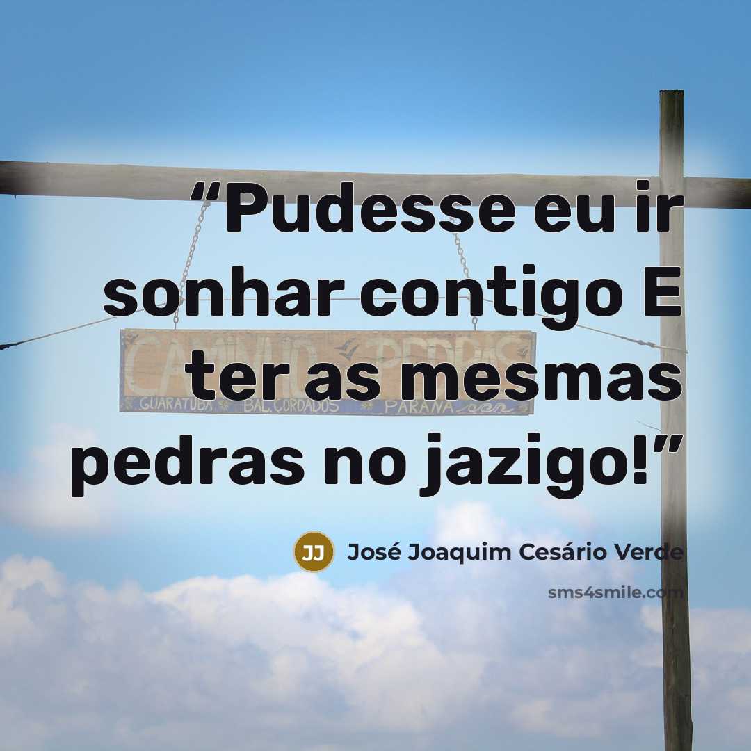 “Pudesse eu ir sonhar contigo E ter as mesmas pedras no jazigo!” quote by José Joaquim Cesário Verde
