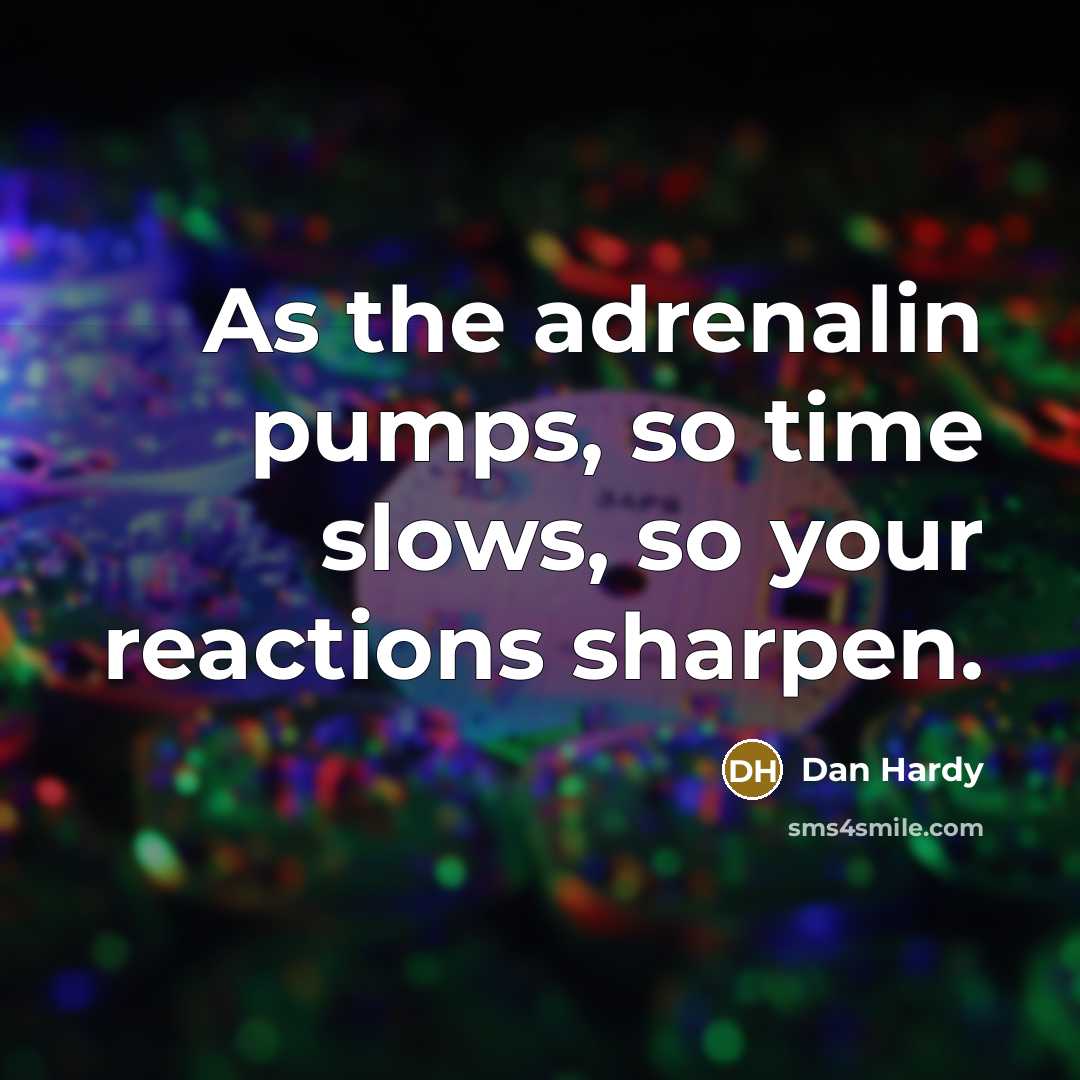 “As the adrenalin pumps, so time slows, so your reactions sharpen.” quote by Dan Hardy