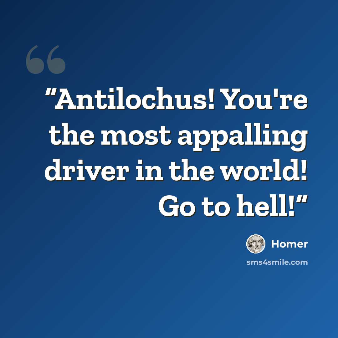 “Antilochus! You're the most appalling driver in the world! Go to hell!” quote by Homer