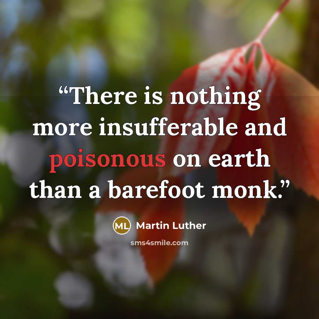 “There is nothing more insufferable and poisonous on earth than a barefoot monk.” quote by Martin Luther