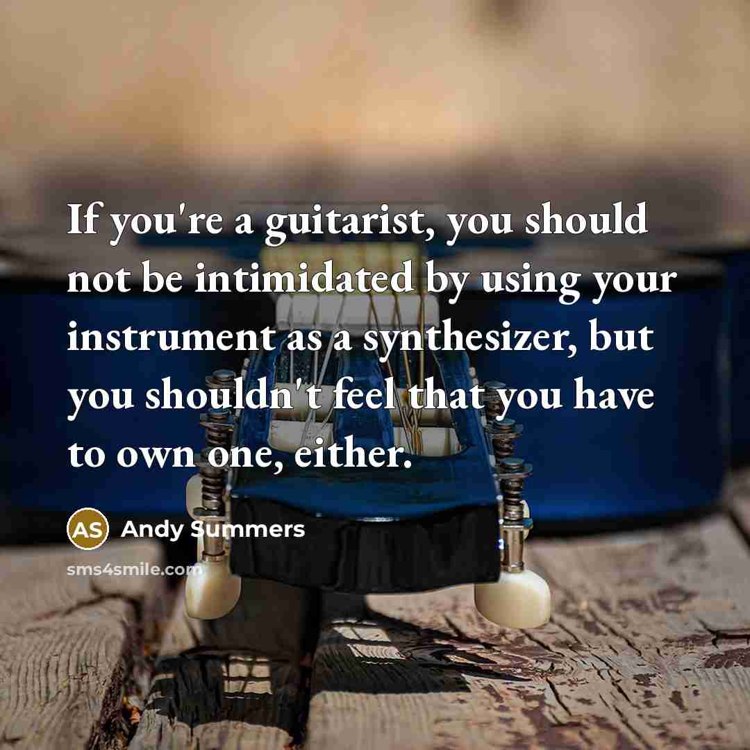“If you're a guitarist, you should not be intimidated by using your instrument as a synthesizer, but you shouldn't feel that you have to own one, either.” quote by Andy Summers