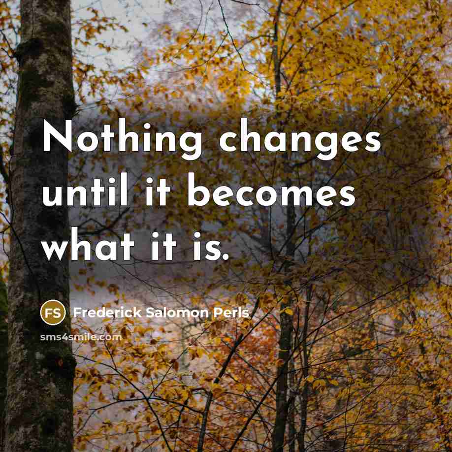 “Nothing changes until it becomes what it is.” quote by Frederick Salomon Perls