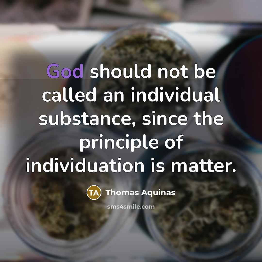 “God should not be called an individual substance, since the principle of individuation is matter.” quote by Thomas Aquinas