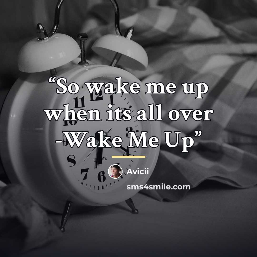“So wake me up when its all over -Wake Me Up” quote by Avicii
