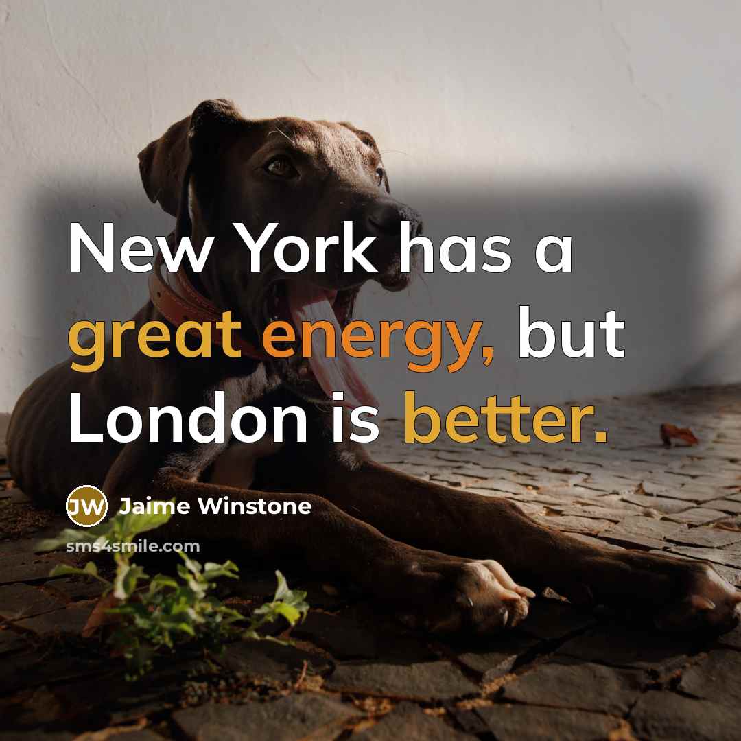 “New York has a great energy, but London is better.” quote by Jaime Winstone