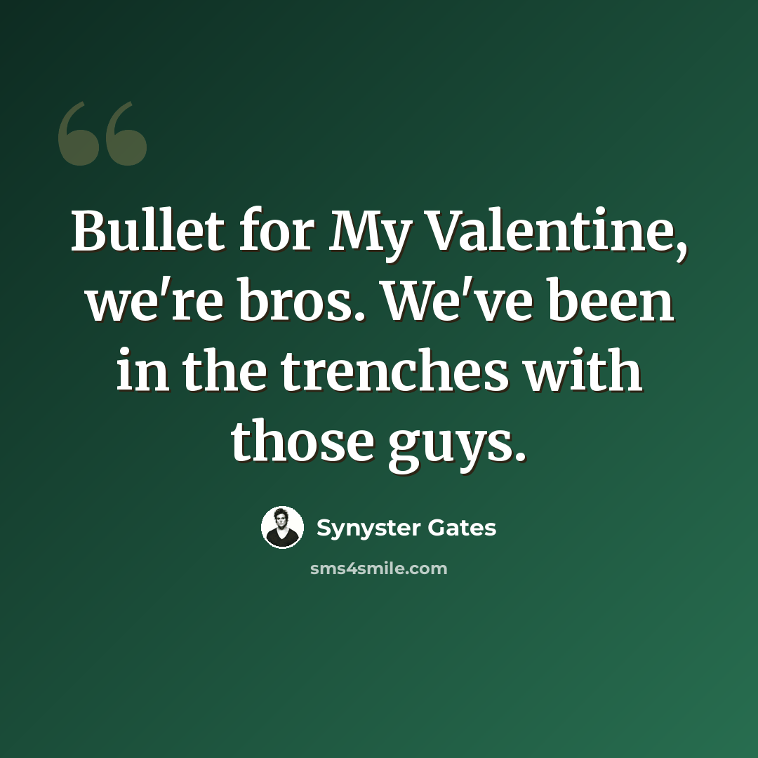 “Bullet for My Valentine, we're bros. We've been in the trenches with those guys.” quote by Synyster Gates