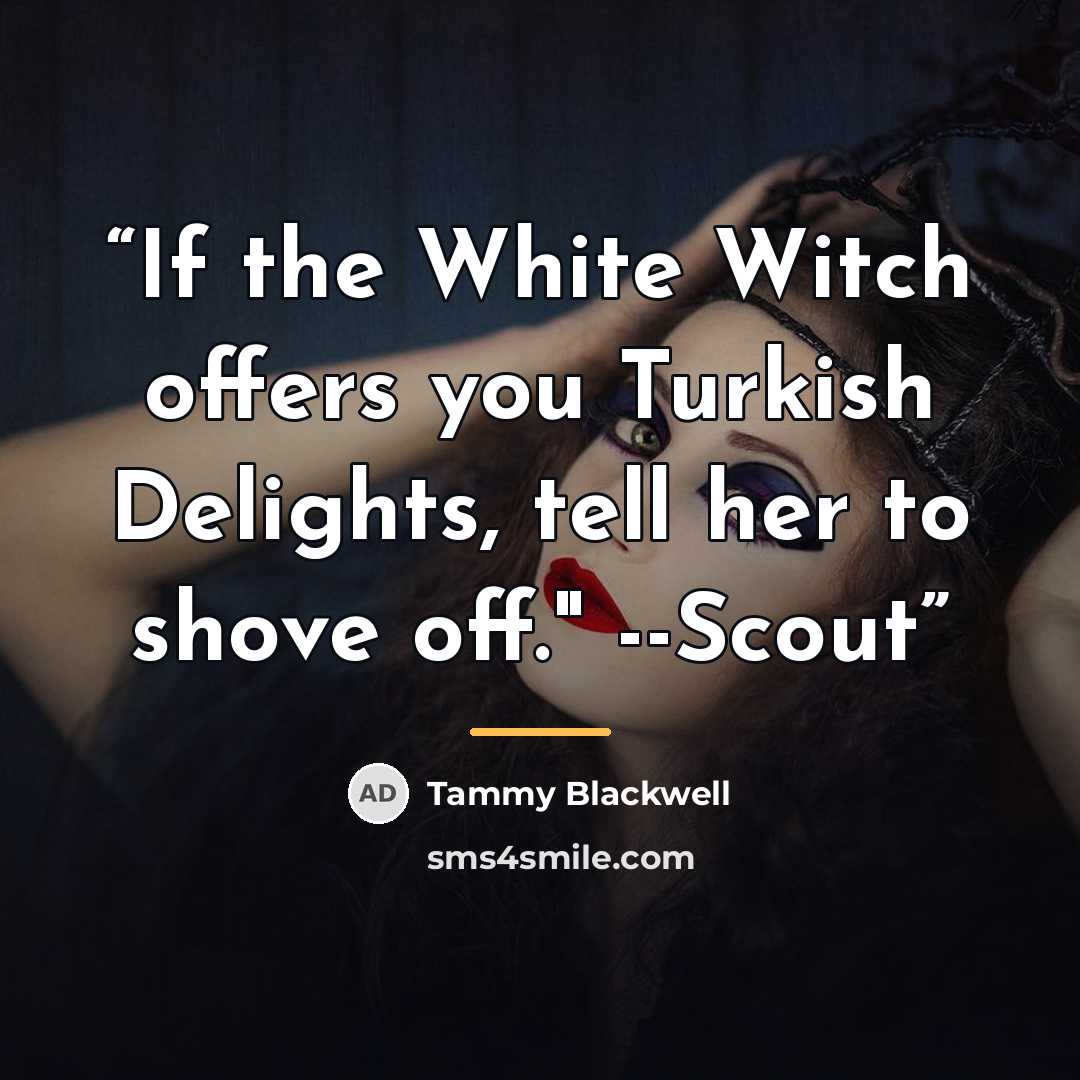 “If the White Witch offers you Turkish Delights, tell her to shove off." --Scout” quote by Tammy Blackwell