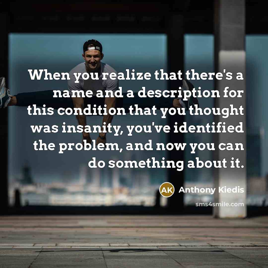 “When you realize that there's a name and a description for this condition that you thought was insanity, you've identified the problem, and now you can do something about it.” quote by Anthony Kiedis