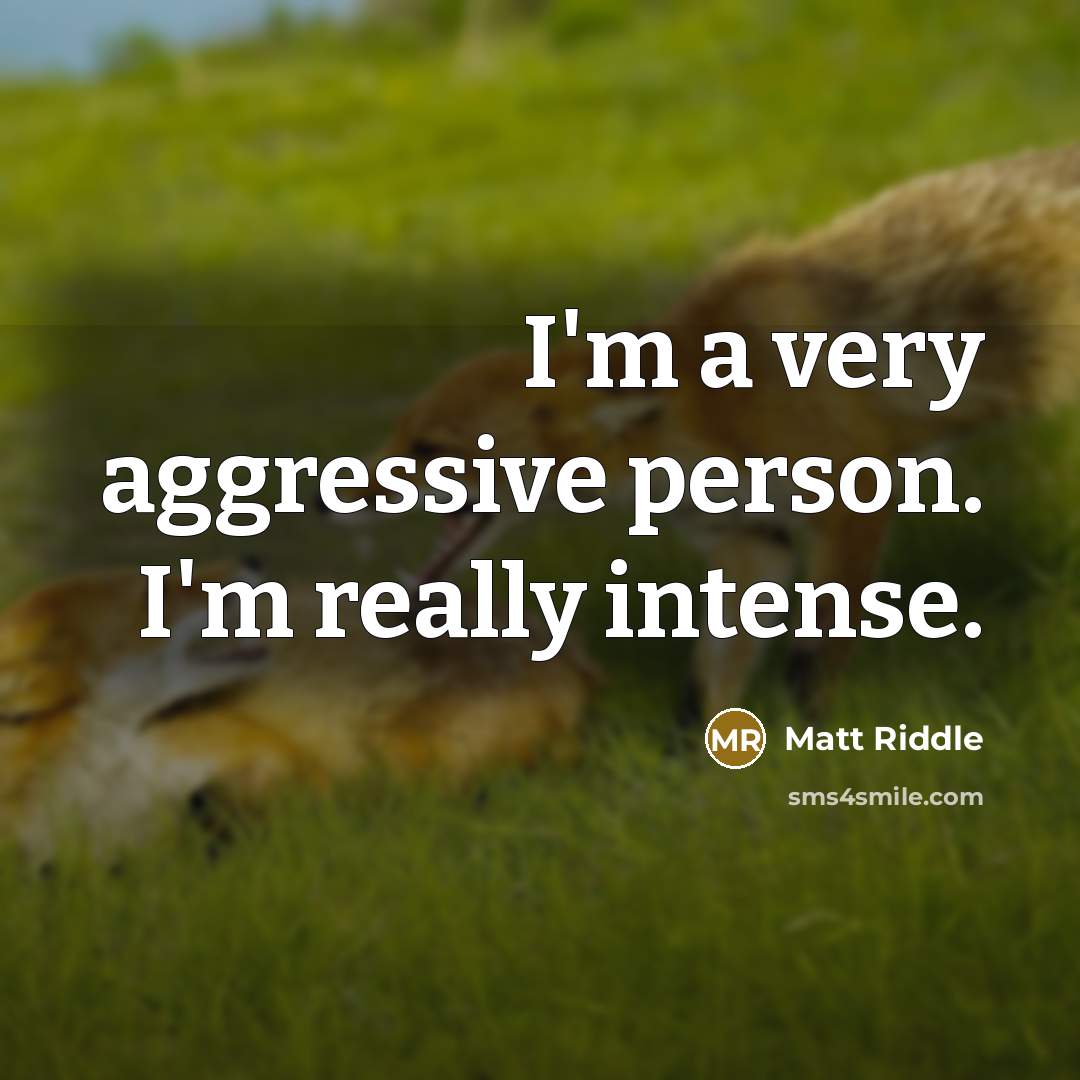 “I'm a very aggressive person. I'm really intense.” quote by Matt Riddle