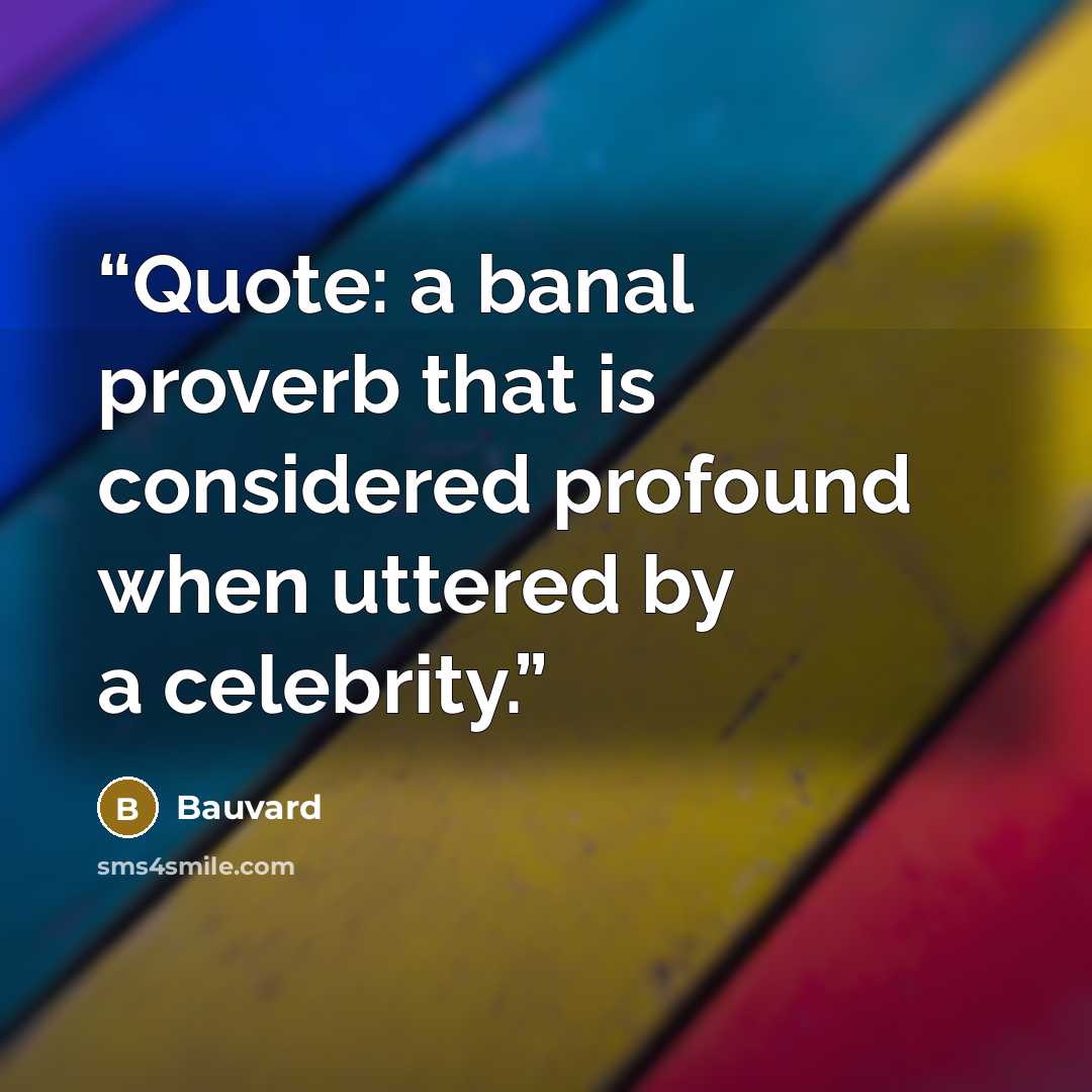 “Quote: a banal proverb that is considered profound when uttered by a celebrity.” quote by Bauvard