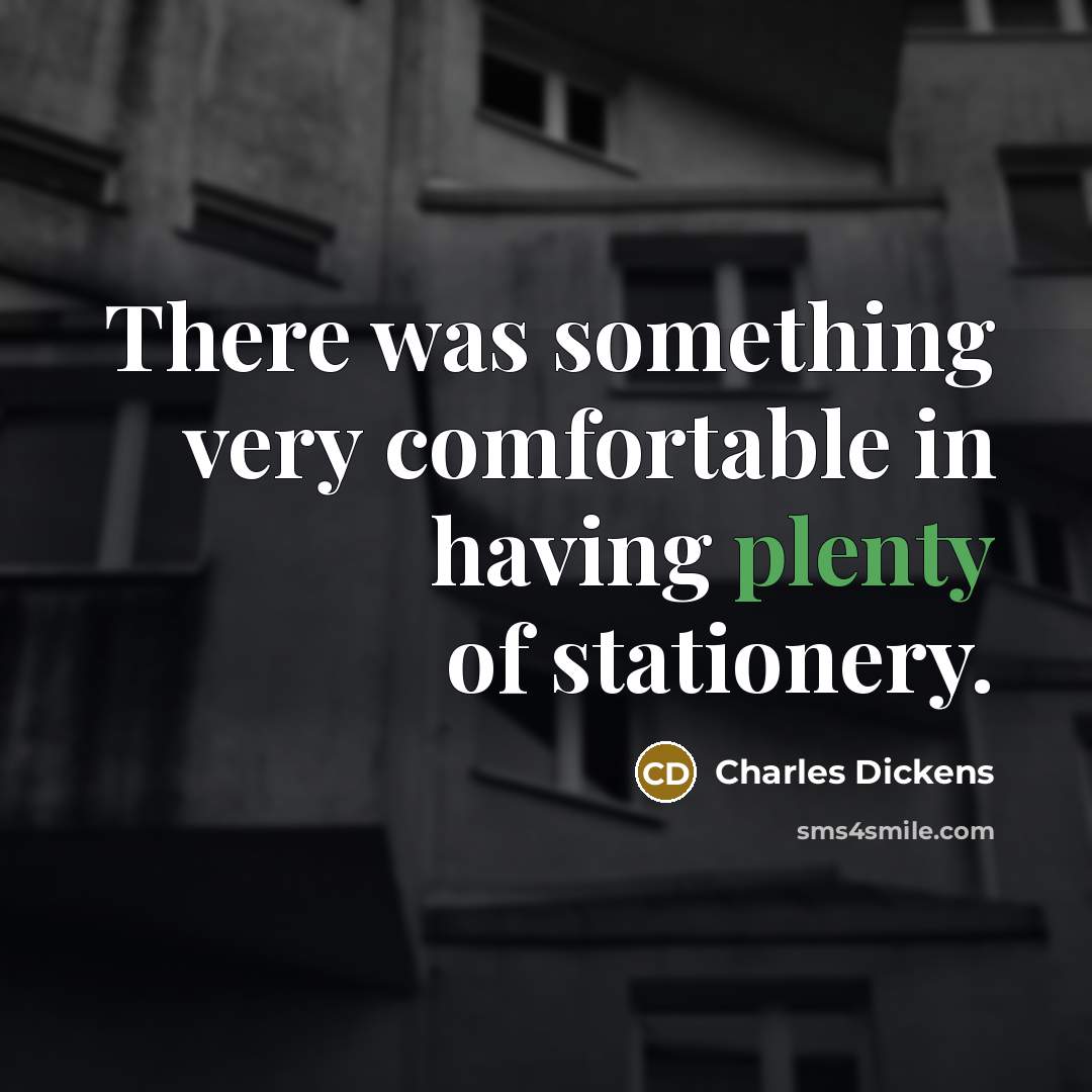 “There was something very comfortable in having plenty of stationery.” quote by Charles Dickens