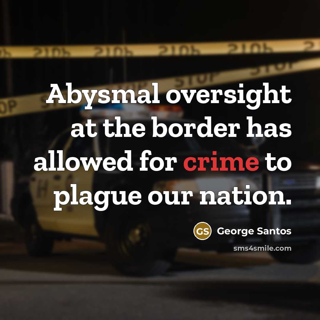 “Abysmal oversight at the border has allowed for crime to plague our nation.” quote by George Santos
