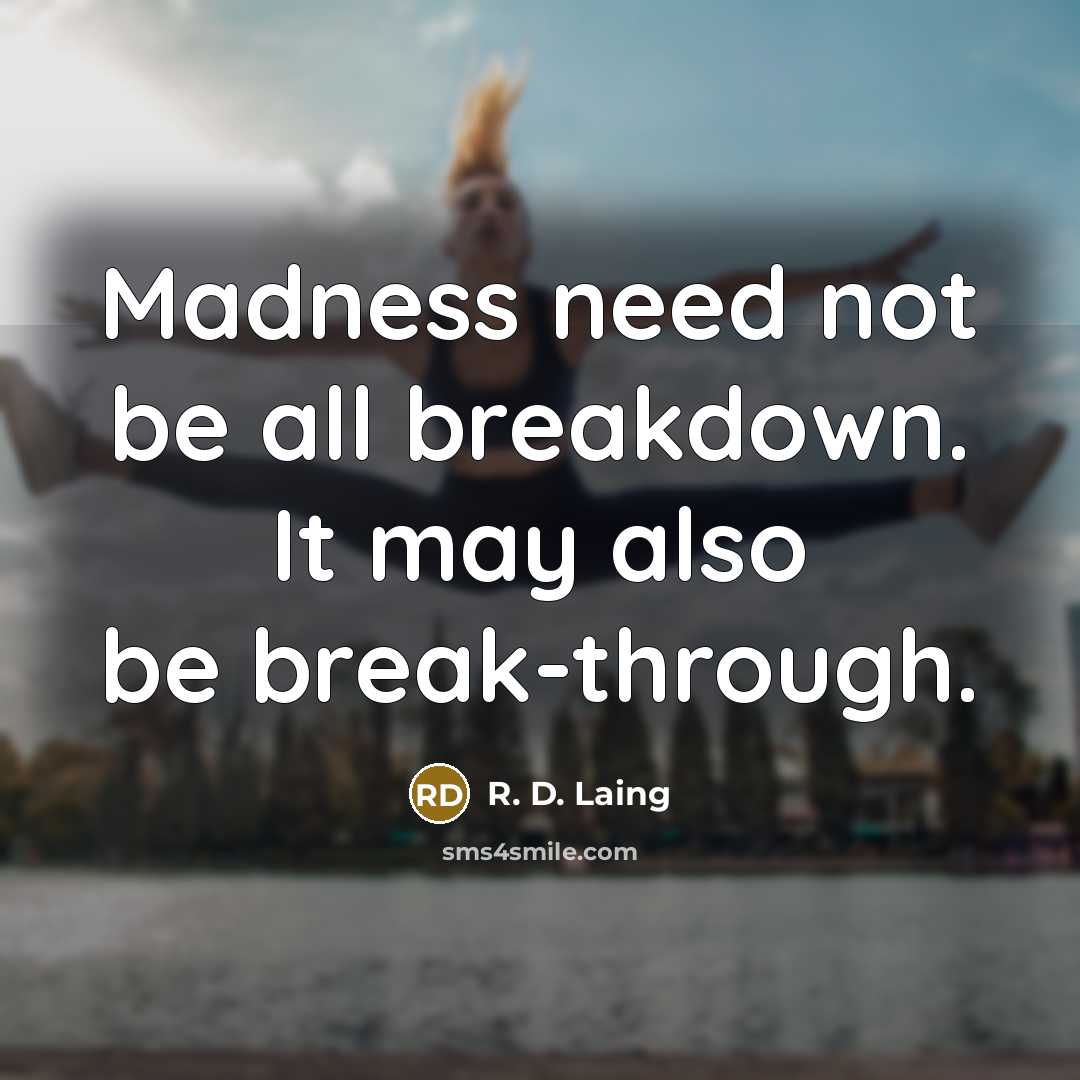 “Madness need not be all breakdown. It may also be break-through.” quote by R. D. Laing