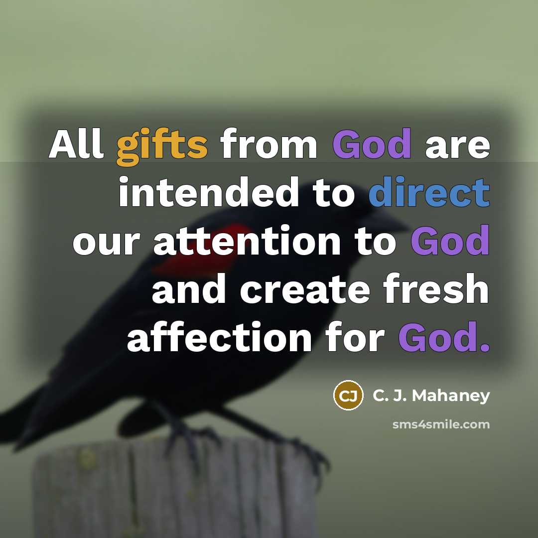 “All gifts from God are intended to direct our attention to God and create fresh affection for God.” quote by C. J. Mahaney