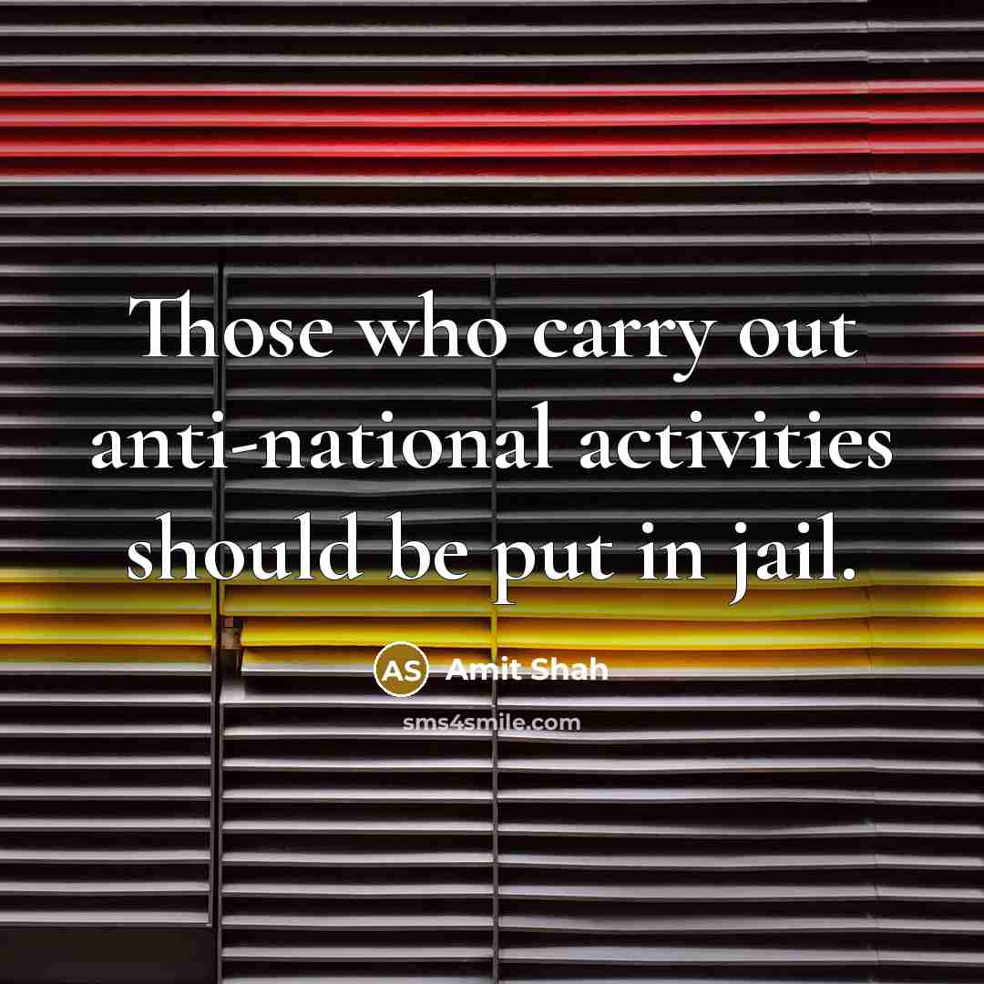 “Those who carry out anti-national activities should be put in jail.” quote by Amit Shah