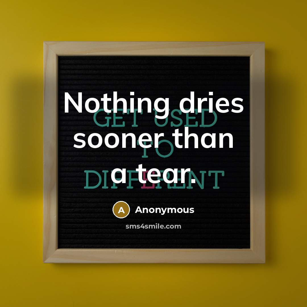 “Nothing dries sooner than a tear.” quote by Anonymous